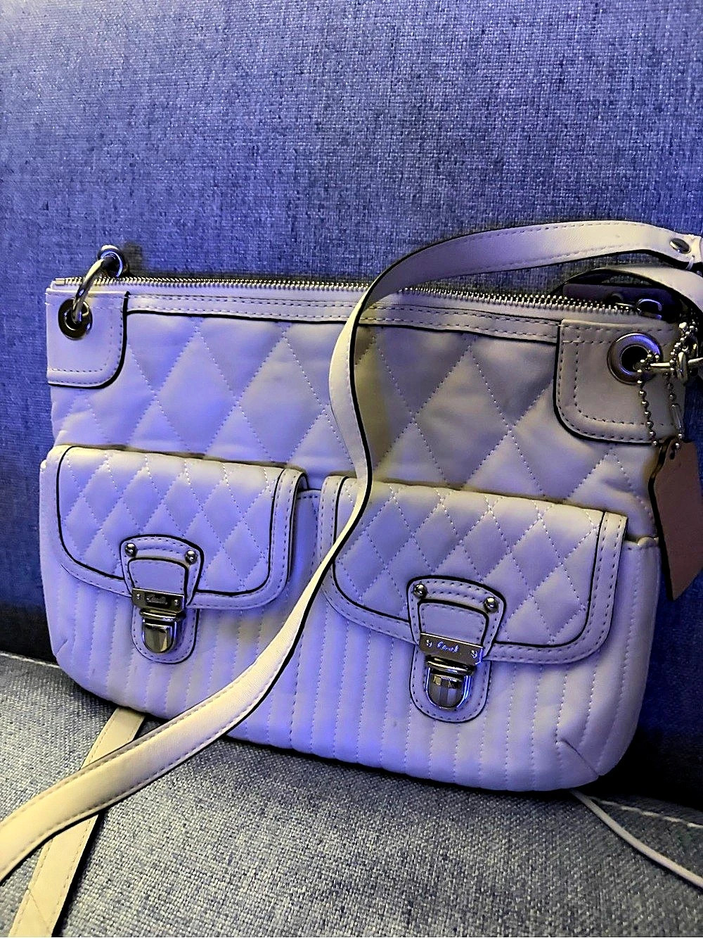 Coach Quilted Shoulder Bag in Purple